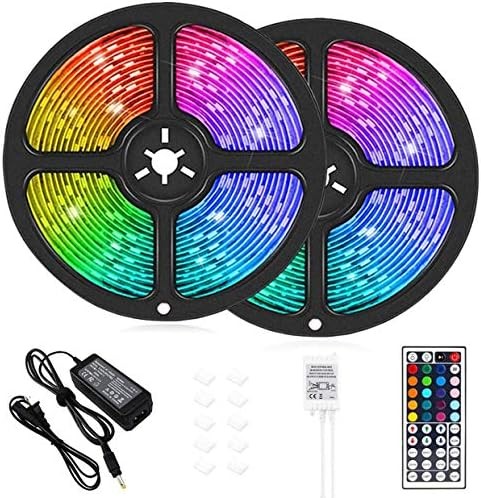 LED Strip Lights, 32.8 ft RGB Led Light Strip 600 LED 5050 SMD IP65 Waterproof RGB Flexible Light Strip Kit with 44 Key IR Remote RGB Controller, Strengthen Tape, 12V 5APower Supply12