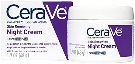 CeraVe Skin Renewing Night Cream | Niacinamide, Peptide Complex, and Hyaluronic Acid Moisturizer for Face | 1.7 Ounce