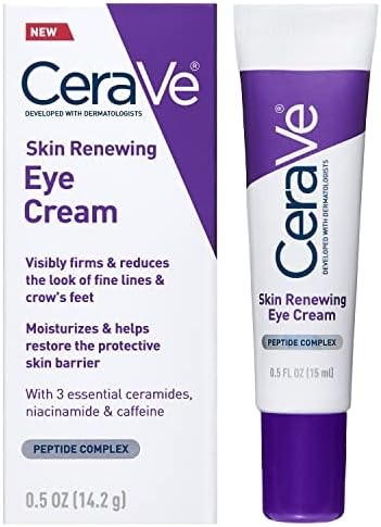 CeraVe Eye Cream for Wrinkles Under Eye Cream with Caffeine, Peptides, Free & Ophthalmologist Tested 0.5 Ounces, 0.5 Ounce (Pack of 1)